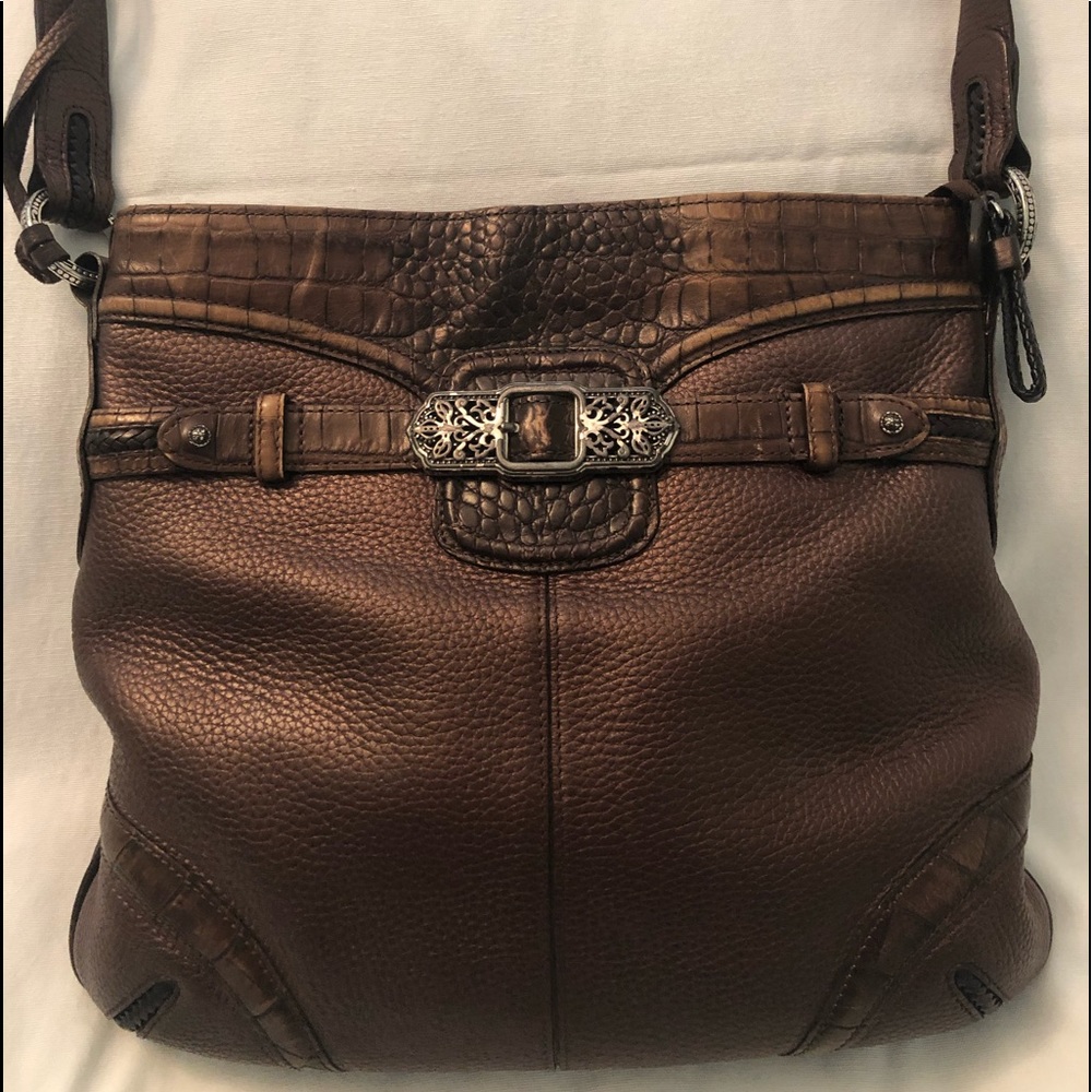 Brighton leather handbag, shimmering copper brown